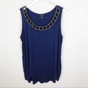 Lane Bryant Navy Rhinestone Tank Top 14/16